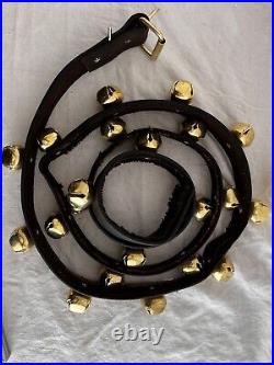 100 in. Antique sleigh bells leather reins christmas decor