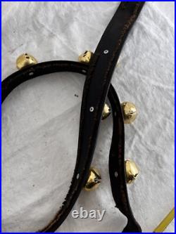 100 in. Antique sleigh bells leather reins christmas decor