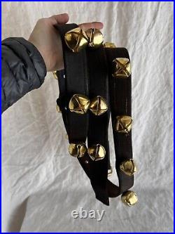 100 in. Antique sleigh bells leather reins christmas decor