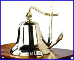 10'' Brass Anchor Bell Nautical Ship Boat Heavy Brass Bell