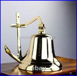 10'' Brass Anchor Bell Nautical Ship Boat Heavy Brass Bell