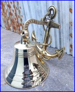 10 Brass Anchor Boat Decor Handmade Nautical Brass Bell Wall Hanging Ship Bell