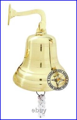 10 Inch Large Ship's Wall & Hanging Bell Made of Brass Bracket And Lanyard SJ