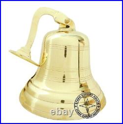 10 Inch Large Ship's Wall & Hanging Bell Made of Brass Bracket And Lanyard SJ