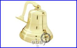 10 Inch Large Ship's Wall & Hanging Bell Made of Brass Bracket And Lanyard SJ