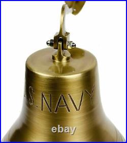 10 Solid Brass US Navy Ship Bell Nautical Replica Wall Hanging Boat's Bell Deco
