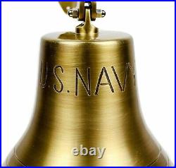 10 solid Big Brass US Navy Ship Bell Nautical Replica For Wall Hanging