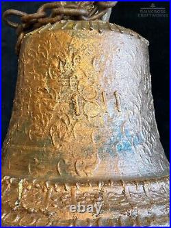 11 1/2 SPANISH COLONIAL BELL, Vtg Large Old Antique Bronze Metal Mission Style