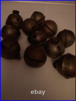 11 Antique Brass Jingle Bells. 5 Diameter. All Same Size. Good Condition