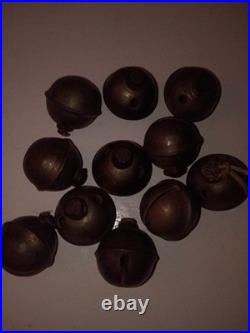11 Antique Brass Jingle Bells. 5 Diameter. All Same Size. Good Condition