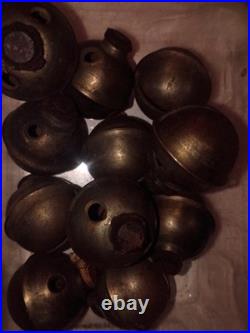11 Antique Brass Jingle Bells. 5 Diameter. All Same Size. Good Condition