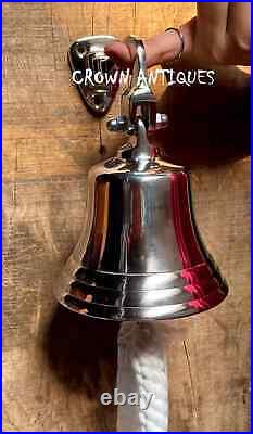 11 Antique Nautical Hanging Door Bell Brass Ship Big Wall Mounted Bracket GIFT