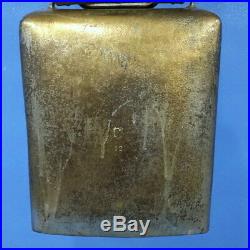 11 Antique Swiss Bronzed Iron COW BELL Leather Belt Brass Buckle Hallmark 1912