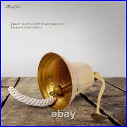 11 Large Brass Ship Bell with Rope Pull-Heavy-Duty Polished Brass Ship Bell