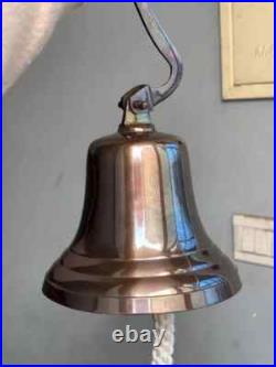 11 Nautical Antique Brass Ship Hanging Door Bell Big Wall Mounted Bracket Gift