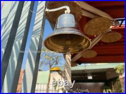 11 Nautical Hanging Door Decor Nickel Maritime Brass Ship Bell Wall Mounted