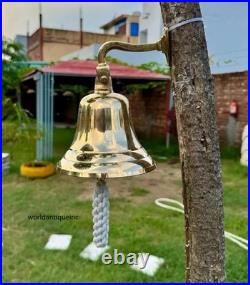11 Nautical Hanging Door Decor Nickel Maritime Brass Ship Bell Wall Mounted