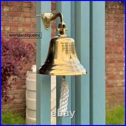 11 Nautical Hanging Door Decor Nickel Maritime Brass Ship Bell Wall Mounted