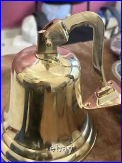 11 Nautical Hanging Ship Bell Vintage Brass Wall Mount Antique Maritime Decor