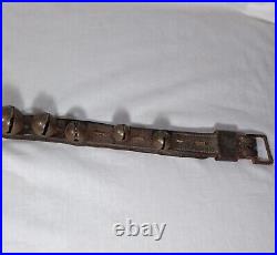 12 Antique Brass Petal Sleigh Bells On A Leather Strap #0, 1, 2 Joseph Shipman
