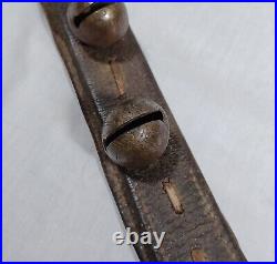 12 Antique Brass Petal Sleigh Bells On A Leather Strap #0, 1, 2 Joseph Shipman