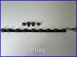 13 ANTIQUE #2 BRASS SLEIGH BELLS LEATHER STRAP W BUCKLE Christmas Bells