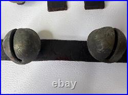 13 ANTIQUE #2 BRASS SLEIGH BELLS LEATHER STRAP W BUCKLE Christmas Bells