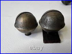 13 ANTIQUE #2 BRASS SLEIGH BELLS LEATHER STRAP W BUCKLE Christmas Bells