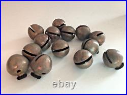 14 Antique Globe Sleigh Bells /Pointed Egg Bells / Artic Bells, Brass, Rivets