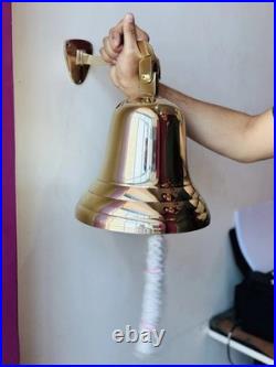 14 Nautical Antique Brass Ship Bell Large Hanging Door Bell with Wall Mounted