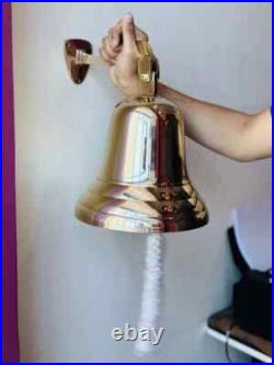 14 Nautical Antique Brass Ship Bell Large Hanging Door Bell with Wall-Mounted