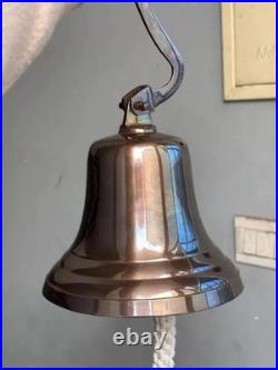14 Nautical Antique Brass Ship Hanging Door Bell Big Wall Mounted Bracket Gift