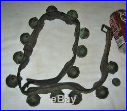 14 Primitive Equestrian Brass Horse Sleigh Bells Antique Country Farm Door Art