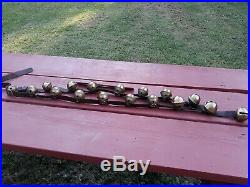 17 Vtg/Antique Large PETAL Shank Type BRASS SLEIGH BELLS, 8ft. Belt, 1800's NICE