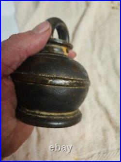 1800's Vintage Old Bronze Hand Forged Copper Nob Meditation Healing Bell Brass