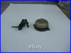 1873 Antique Lever Operted Door Bell Mounted Thru Door VG Condition Nice Ring