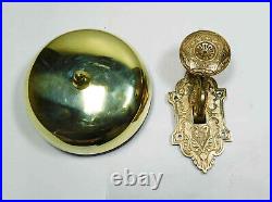 1879 Patent Victorian Bronze Mechanical Gong Door Bell Restored, Working (40008)