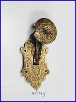 1879 Patent Victorian Bronze Mechanical Gong Door Bell Restored, Working (40008)