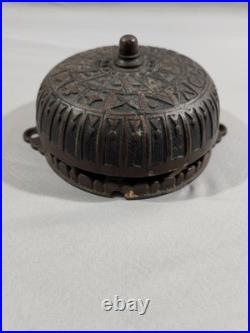 1889 Victorian/eastlake Brass/cast Iorn Mechanical Doorbell Ornate Design Works