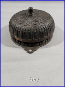 1889 Victorian/eastlake Brass/cast Iorn Mechanical Doorbell Ornate Design Works