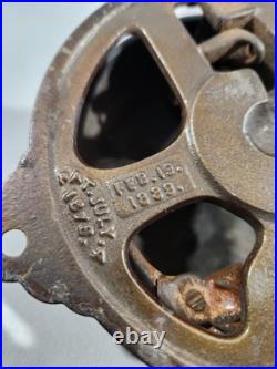 1889 Victorian/eastlake Brass/cast Iorn Mechanical Doorbell Ornate Design Works