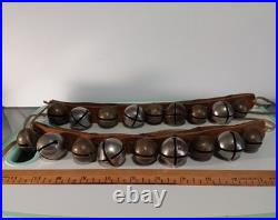 18 Antique Brass And Silver Sleigh Bells Sleighbells 9 On Leather Strap