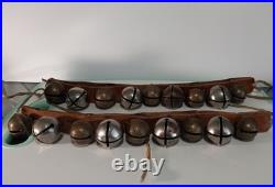 18 Antique Brass And Silver Sleigh Bells Sleighbells 9 On Leather Strap