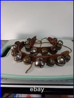 18 Antique Brass And Silver Sleigh Bells Sleighbells 9 On Leather Strap