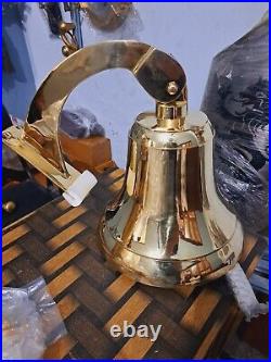 18'' Antique Brass Captan Ship Bell Wall Decor Maritime Boat Nautical Heavy Duty