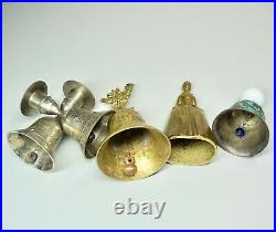 18 Vintage Collection Brass Enamel Silverplate Hand Bells + Bonus School Bell