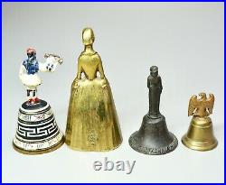18 Vintage Collection Brass Enamel Silverplate Hand Bells + Bonus School Bell