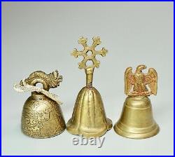 18 Vintage Collection Brass Enamel Silverplate Hand Bells + Bonus School Bell