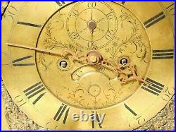18thC T Richardson Darlington Brass Long Case Clock Dial + Movement + Bell