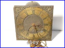 18thC Wilks Wolverton Brass Long Case Clock Dial + Movement + Bell RESTORATION